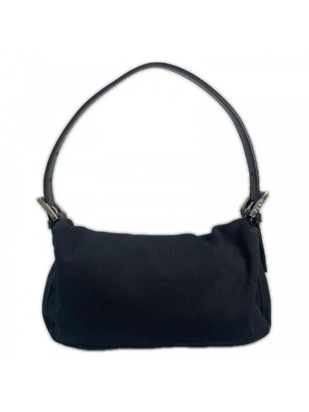 Fendi Handbag Mamma Bucket Satin Black Silver